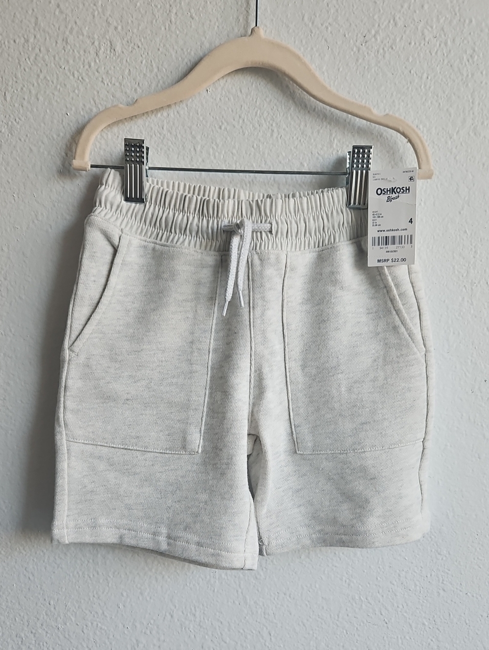 OshKosh B'gosh Light Cream Drawstring Sweat Shorts Size 4 NWT